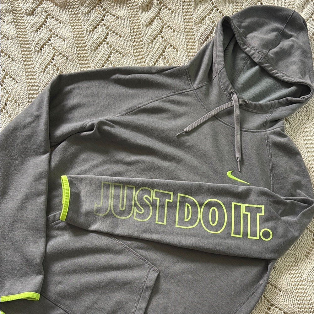 Nike Gray Hoodie with Neon Accents